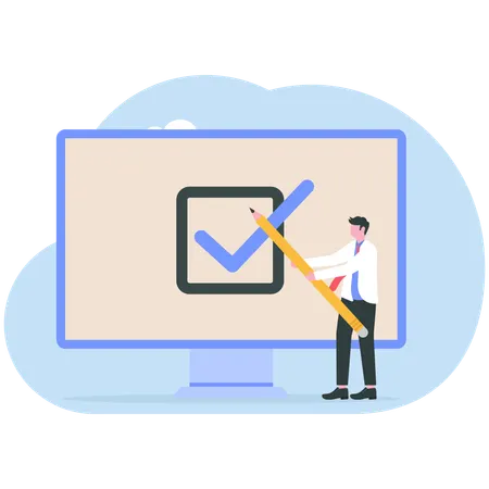 Businessman checking online checklist  Illustration