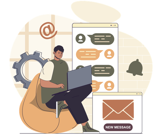 Businessman checking online emails  Illustration