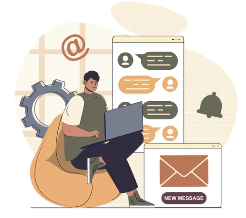 Businessman checking online emails  Illustration