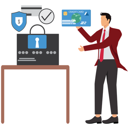 Businessman checking Payment Security and Fraud Prevention  Illustration
