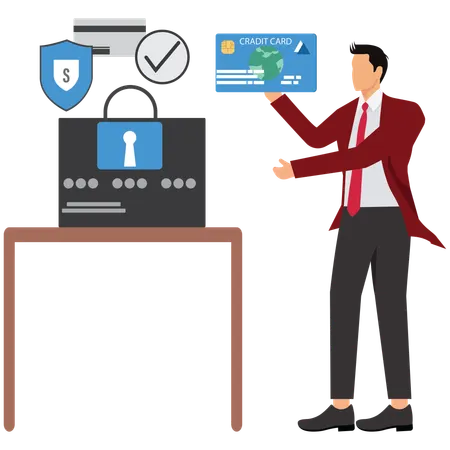 Businessman checking Payment Security and Fraud Prevention  Illustration