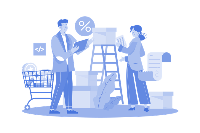 Businessman Checking Product Quality  Illustration