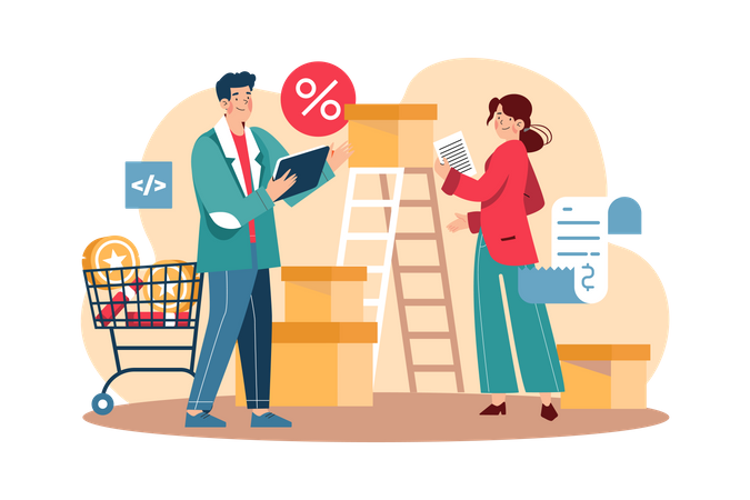 Businessman Checking Product Quality Illustration