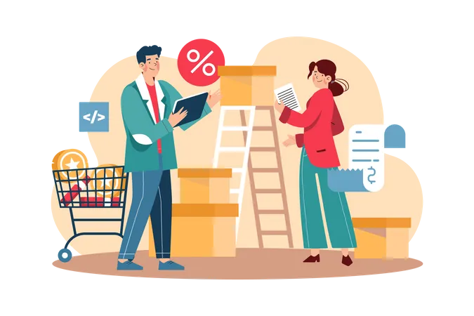 Businessman Checking Product Quality Illustration