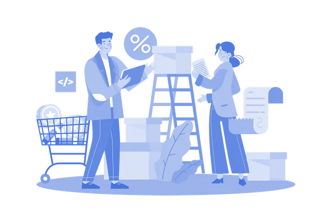 Businessman Checking Product Quality  Illustration