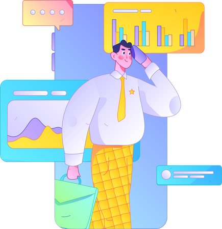 Businessman checking task mail  Illustration