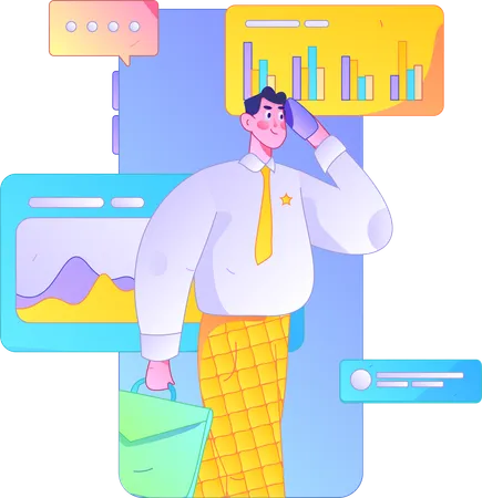 Businessman checking task mail  Illustration