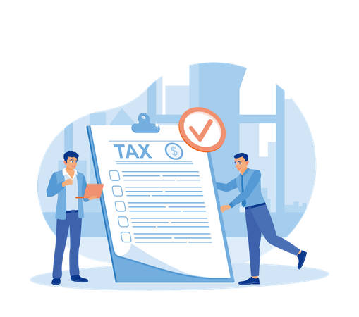 Businessman checking tax paper  Illustration