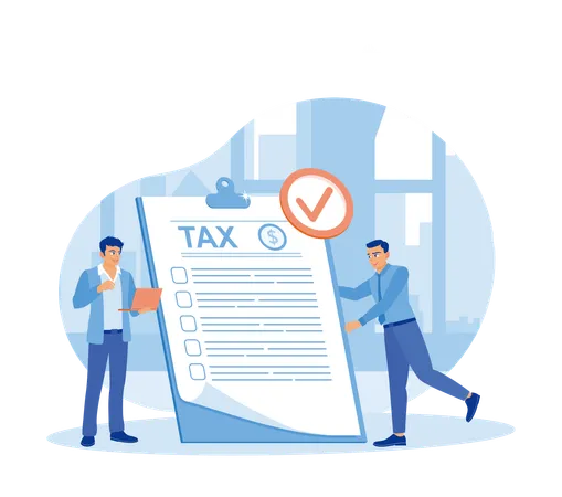 Businessman checking tax paper  Illustration