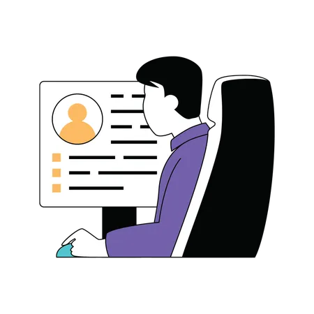 Businessman checking user profile  Illustration