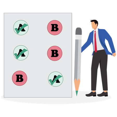 Businessman Checkmark on report card  Illustration