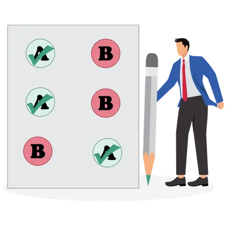 Businessman Checkmark on report card  Illustration