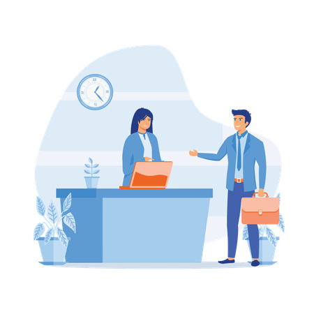 Businessman checks in luxury hotel  Illustration