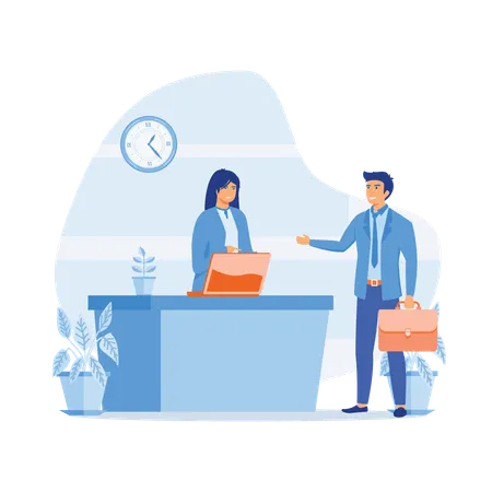 Businessman checks in luxury hotel  Illustration