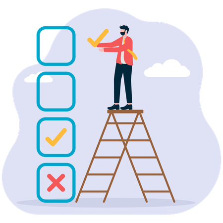 Businessman checks out pending task list  Illustration