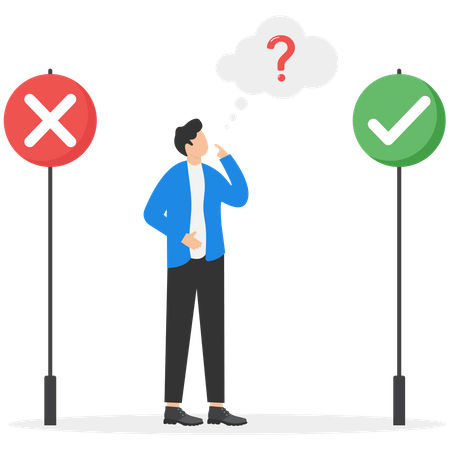 Businessman choose decision yes or no  Illustration