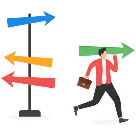 Businessman choose direction at crossroad  Illustration