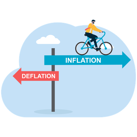 Businessman chooses direction for inflation and deflation  Illustration