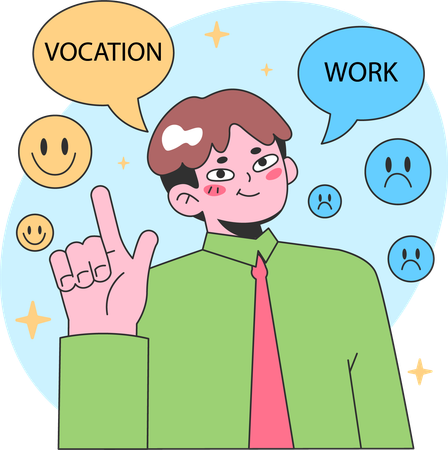 Businessman chooses vacation over work life  Illustration