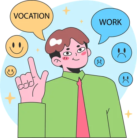 Businessman chooses vacation over work life  Illustration