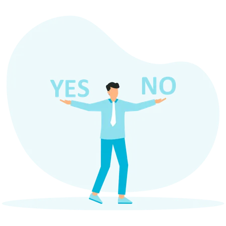 Businessman choosing between yes or no  Illustration
