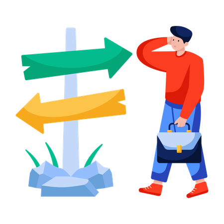 Businessman Choosing career path  Illustration