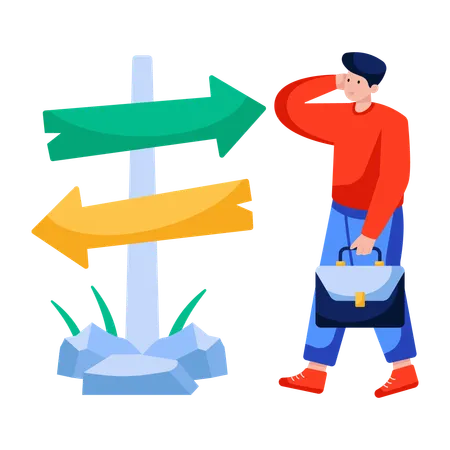 Businessman Choosing career path  Illustration