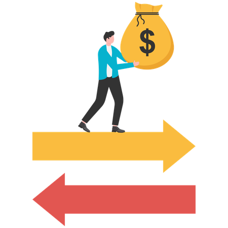 Businessman choosing investment direction  Illustration