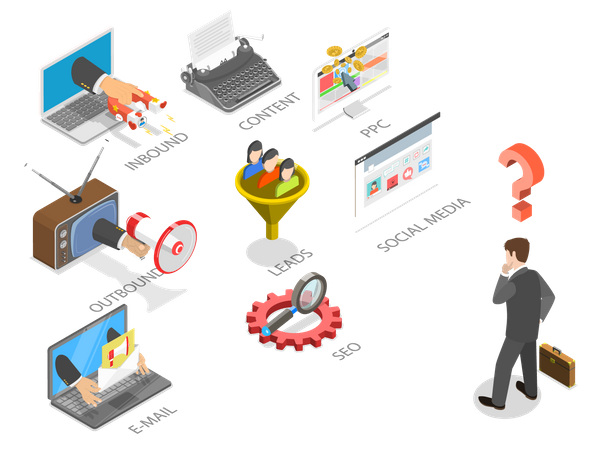 Businessman Choosing marking strategy  Illustration