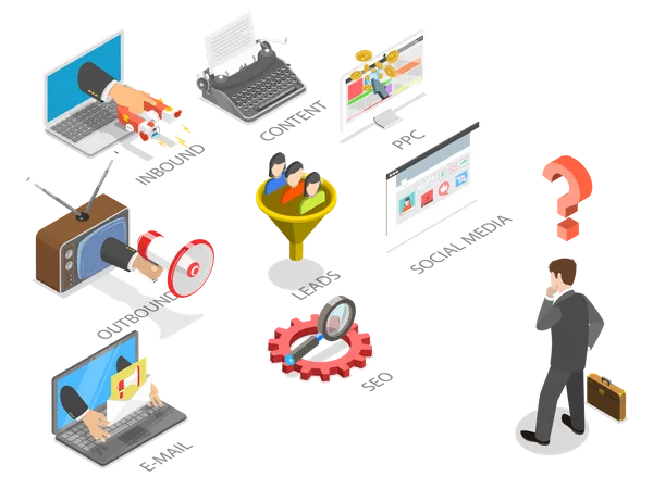 Businessman Choosing marking strategy  Illustration