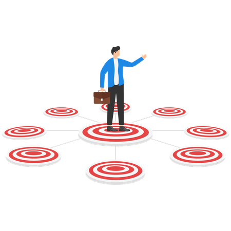 Businessman choosing multiple targets for marketing  Illustration