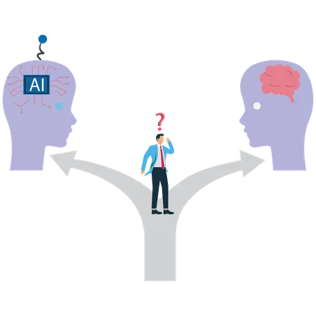 Businessman Choosing project that suitable for AI or humans  Illustration