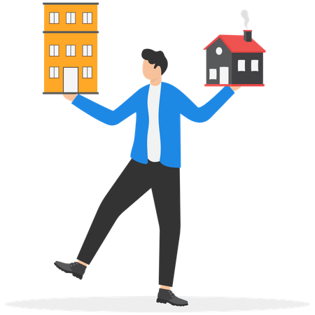 Businessman choosing real estate property  Illustration