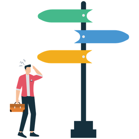Businessman choosing the Right Direction for Success  Illustration
