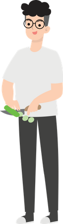 Businessman Chopping food Illustration