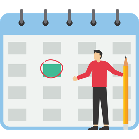 Businessman Circle Date on Huge Calendar Planning Important Matter  Illustration
