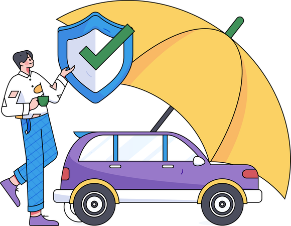 Businessman claiming Car insurance  Illustration