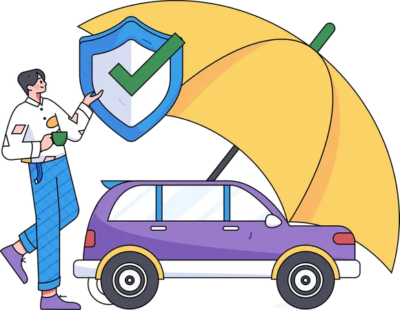 Businessman claiming Car insurance  Illustration