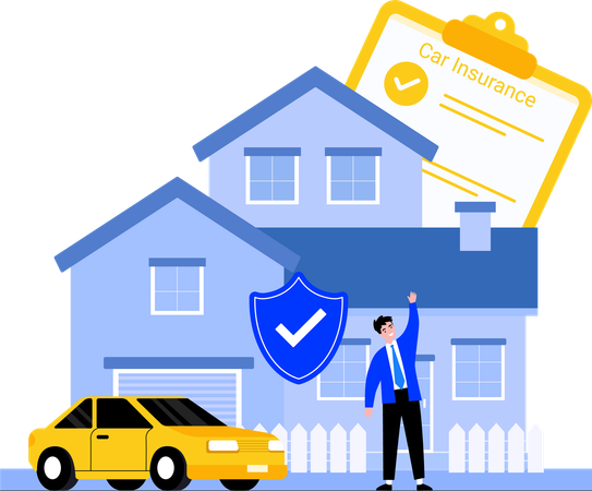 Businessman claiming Car Insurance  Illustration