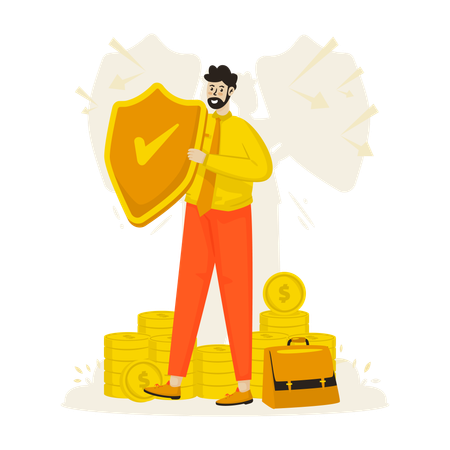 Businessman claims Financial business insurance  Illustration