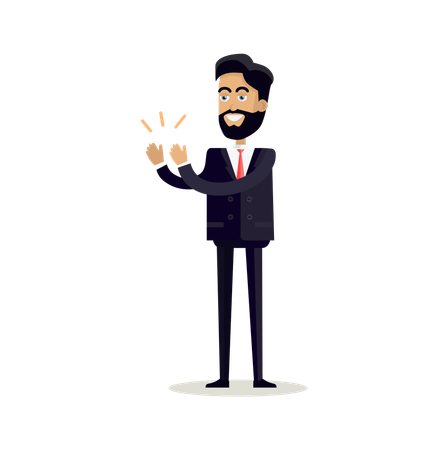 Businessman Clapping Hands with Happy Face  Illustration