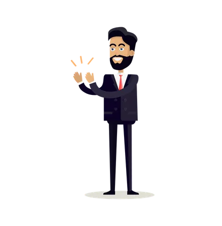 Businessman Clapping Hands with Happy Face  Illustration