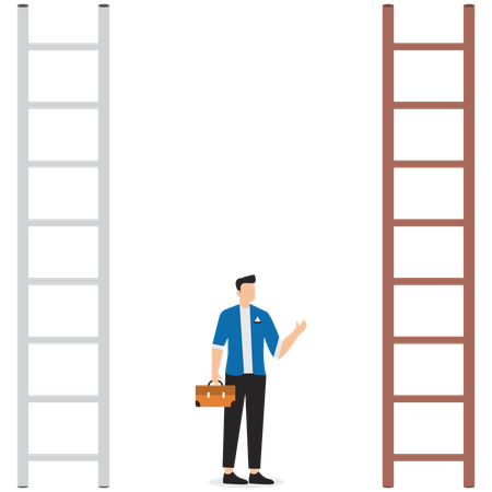 Businessman climb brown stairs  Illustration