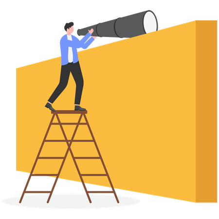 Businessman climb the wall to seek new horizons  Illustration