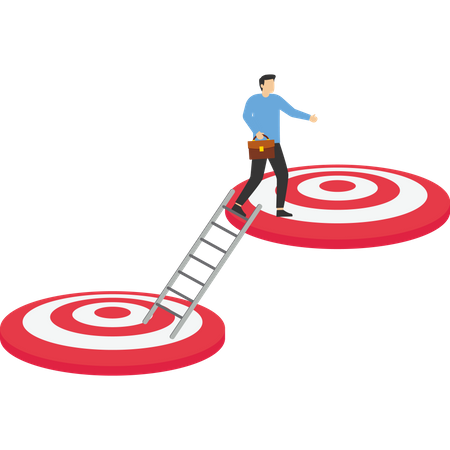 Businessman climb up ladder reaching goal target  Illustration