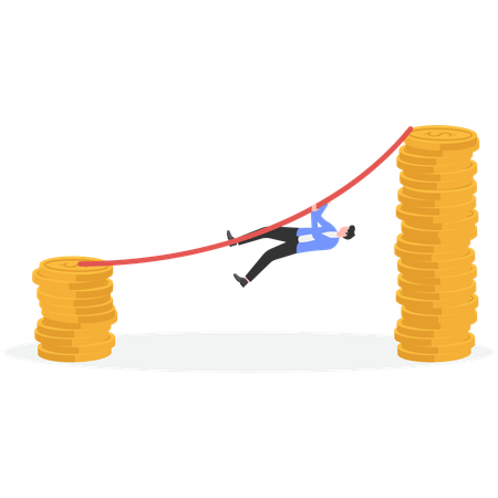 Businessman climbing bar chart  Illustration