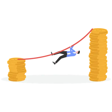 Businessman climbing bar chart  Illustration