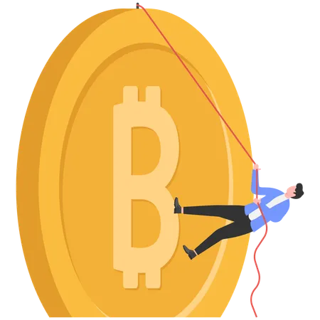 Businessman climbing bitcoin  Illustration