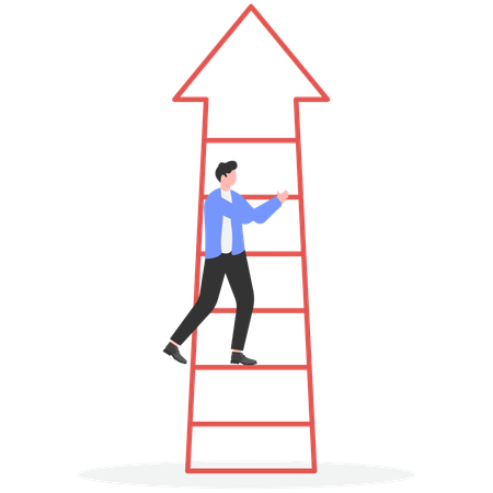 Businessman climbing business ladder  Illustration