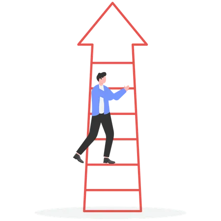 Businessman climbing business ladder  Illustration